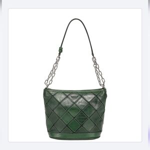 Old Trend Leather Green Bag With Adjustable Crossbody Chain purse
